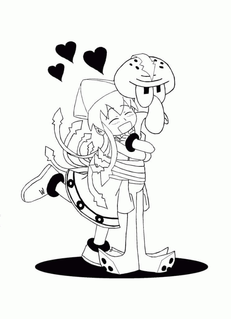 Dibujo de Me Encantan Los Tentáculos de Calamardo para Colorear y Imprimir