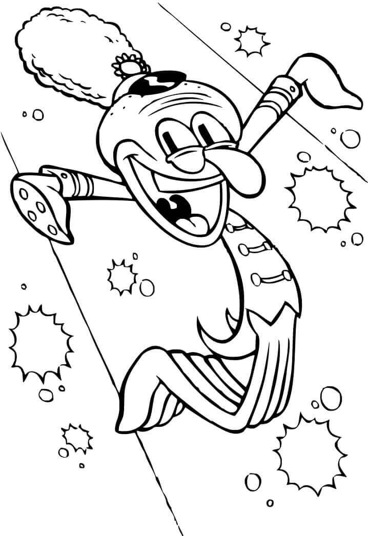 Dibujo de Tentáculos de Calamardo ¡Feliz para Colorear y Imprimir