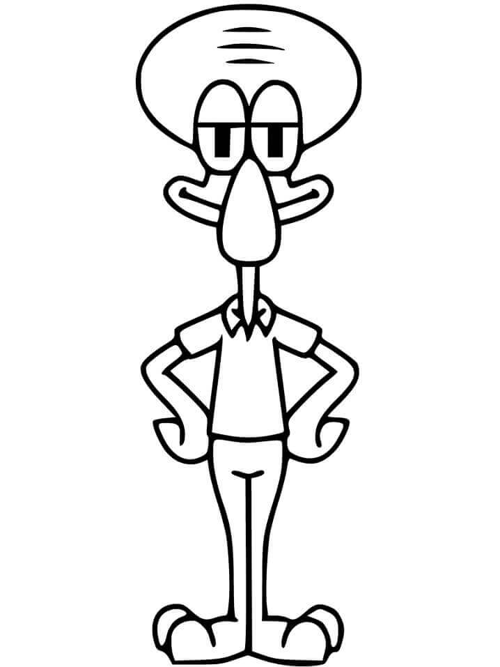 Dibujo de Tentáculos de Calamardo Sonriente para Colorear y Imprimir