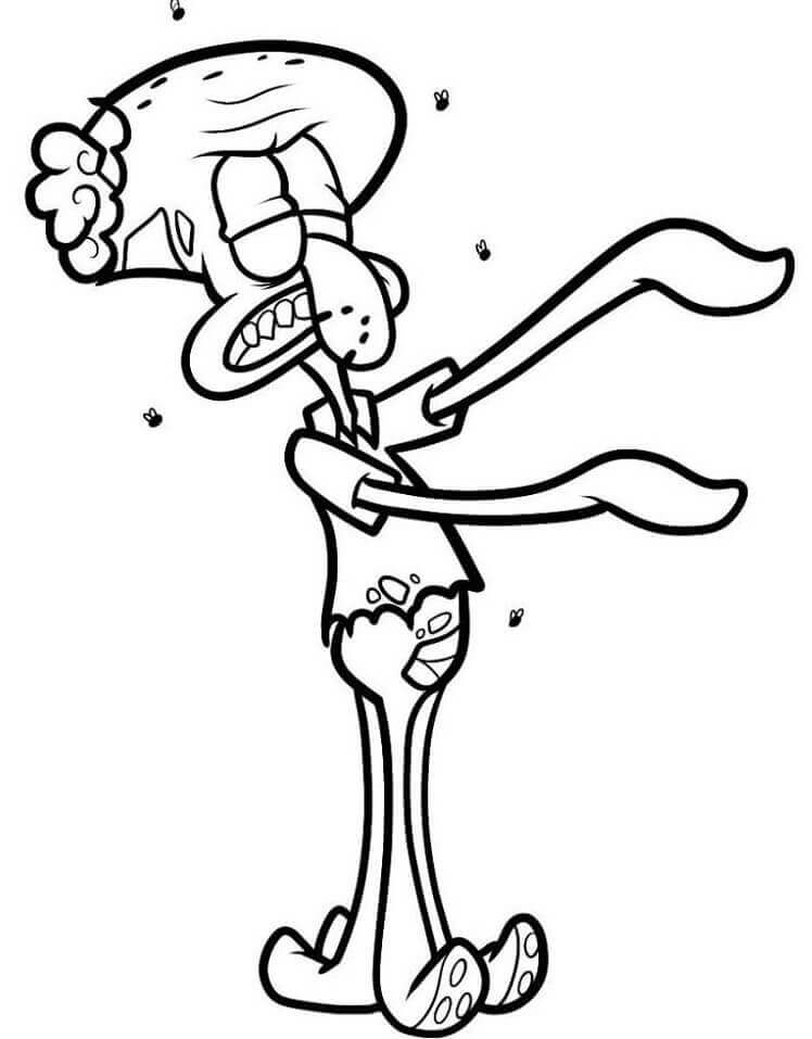 Dibujo de Tentáculos de Calamardo Zombi para Colorear y Imprimir