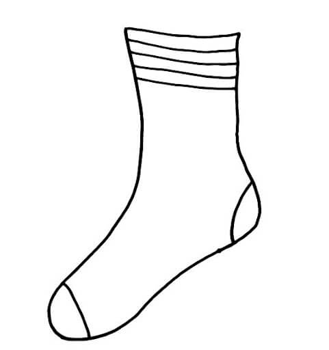 Dibujo de Calcetín Fácil para Colorear y Imprimir