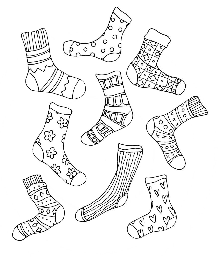 Dibujo de Calcetines Imprimibles para Colorear y Imprimir