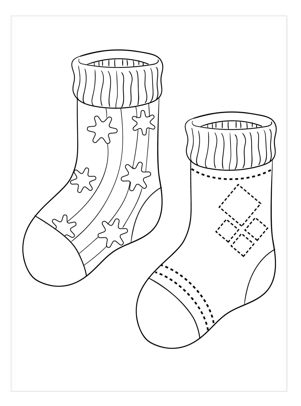 Dibujo de Calcetines Lindos para Colorear y Imprimir