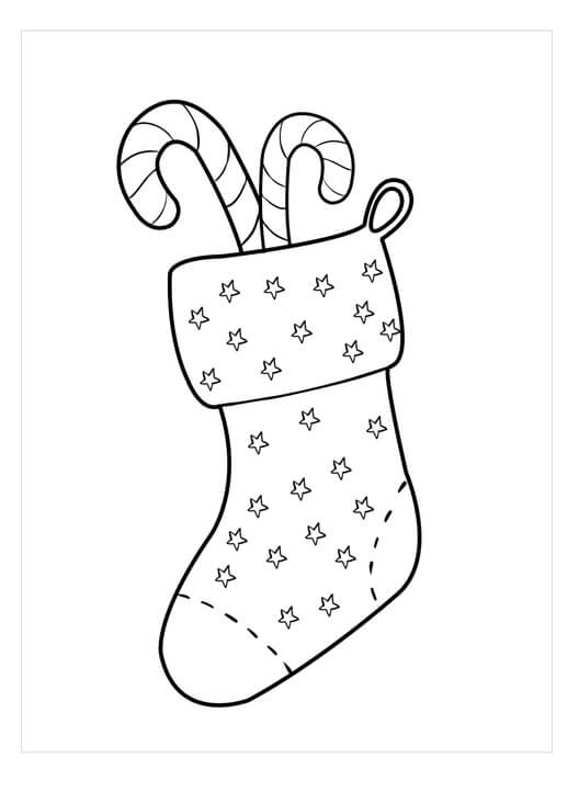 Dibujo de Caramelo En Calcetín para Colorear y Imprimir