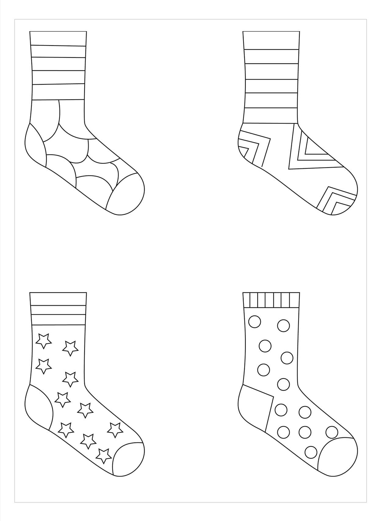 Dibujo de Cuatro Calcetines para Colorear y Imprimir