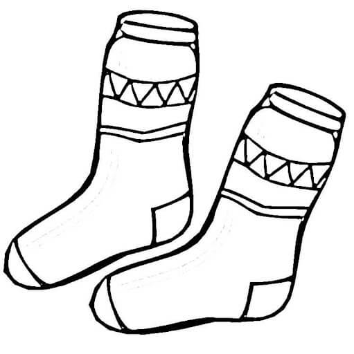 Dibujo de dos Calcetines para Colorear y Imprimir