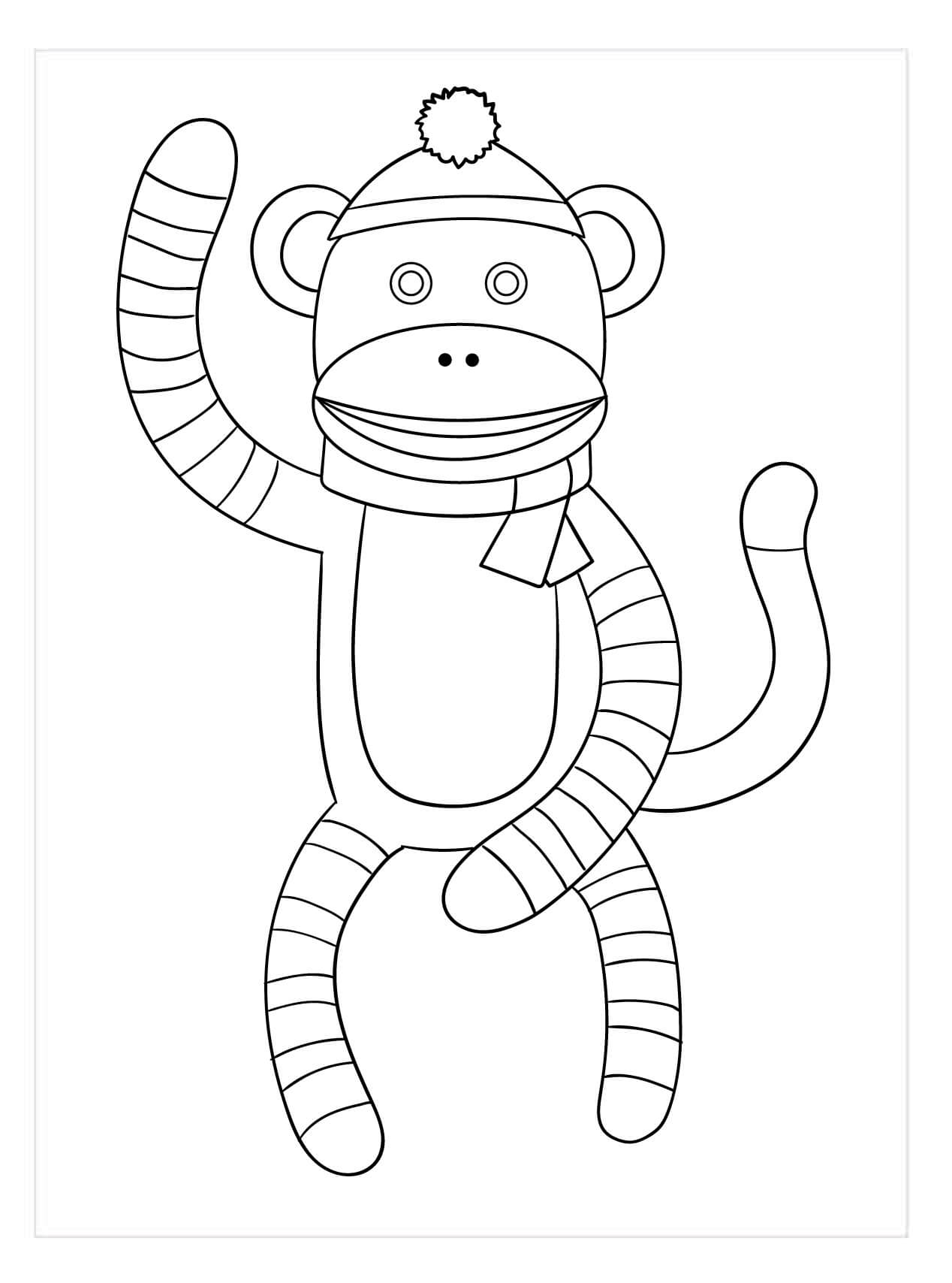 Dibujo de Kawaii Calcetín para Colorear y Imprimir
