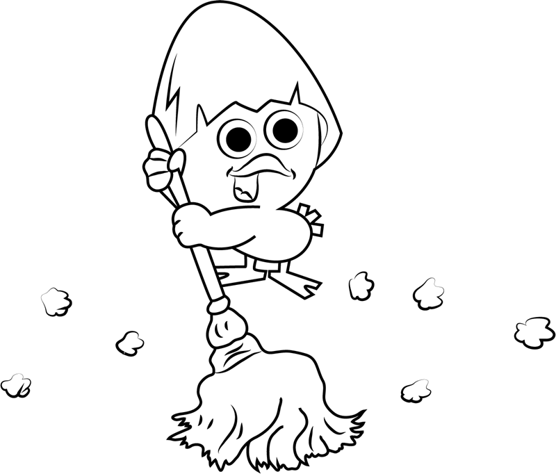 dibujo calimero haciendo las tareas del hogar para colorear