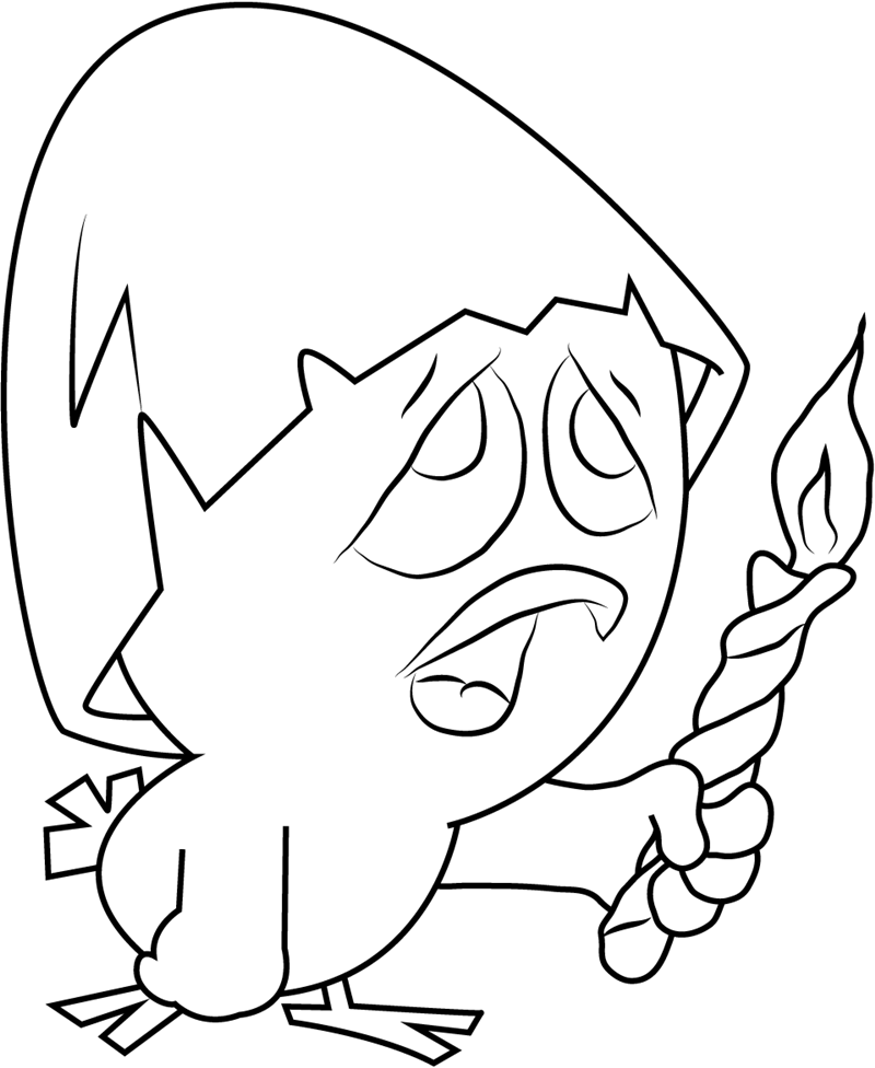 dibujo calimero triste con vela para colorear