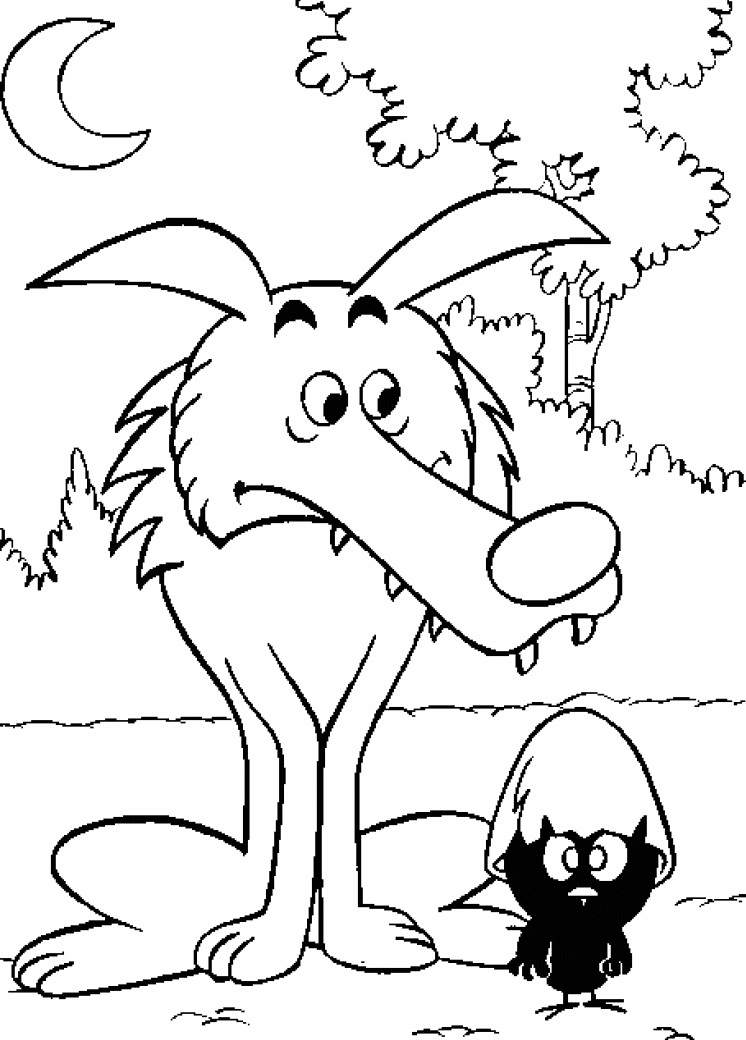 Dibujo de Calimero y El Lobo para Colorear y Imprimir