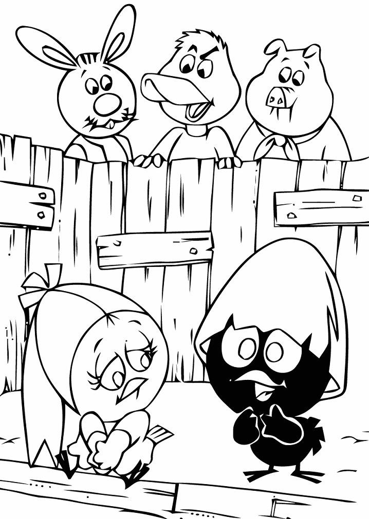 Dibujo de Calimero y Priscilla para Colorear y Imprimir
