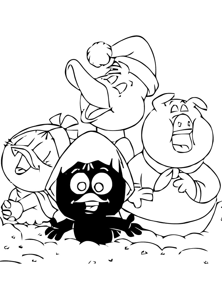 Dibujo de Personajes de Calimero Cantando para Colorear y Imprimir