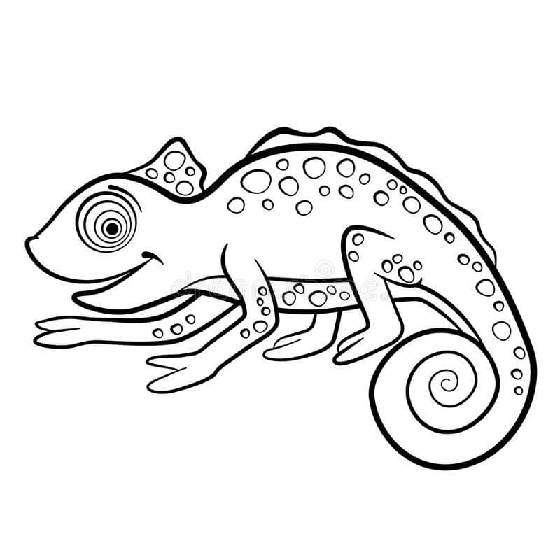 dibujo camaleon sonriendo para colorear