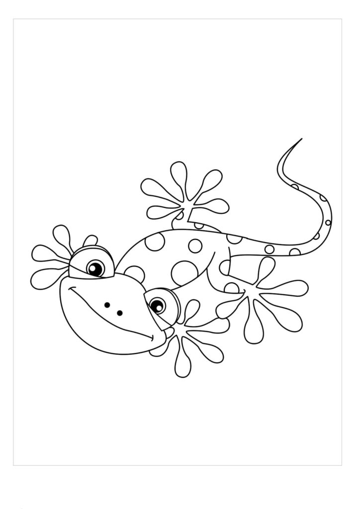 Dibujo de Camaleón Kawaii para Colorear y Imprimir