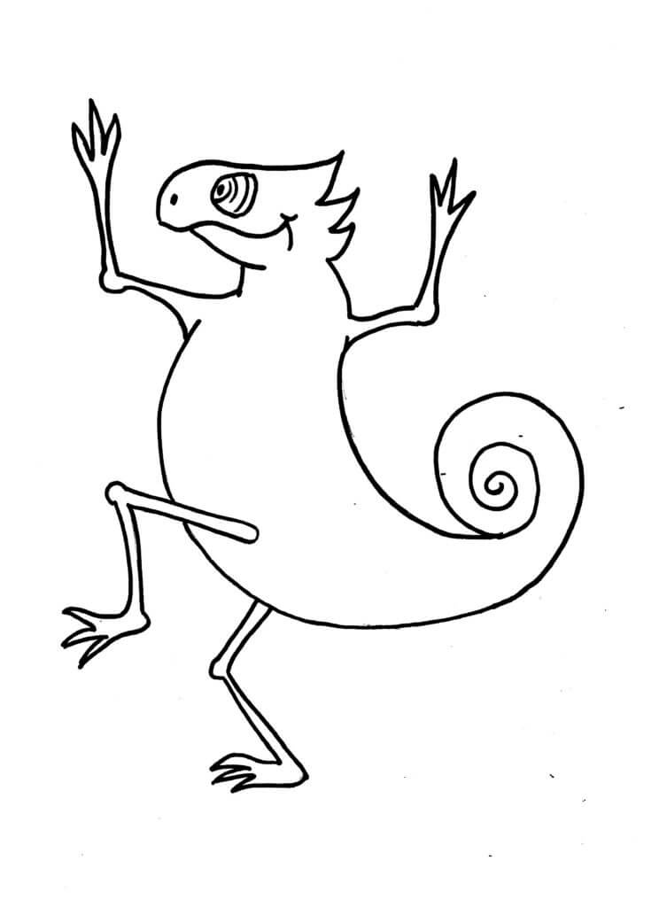 Dibujo de Dibujo de Camaleón para Colorear y Imprimir