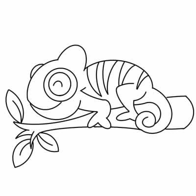 Dibujo de Lindo Camaleón Sonriente para Colorear y Imprimir