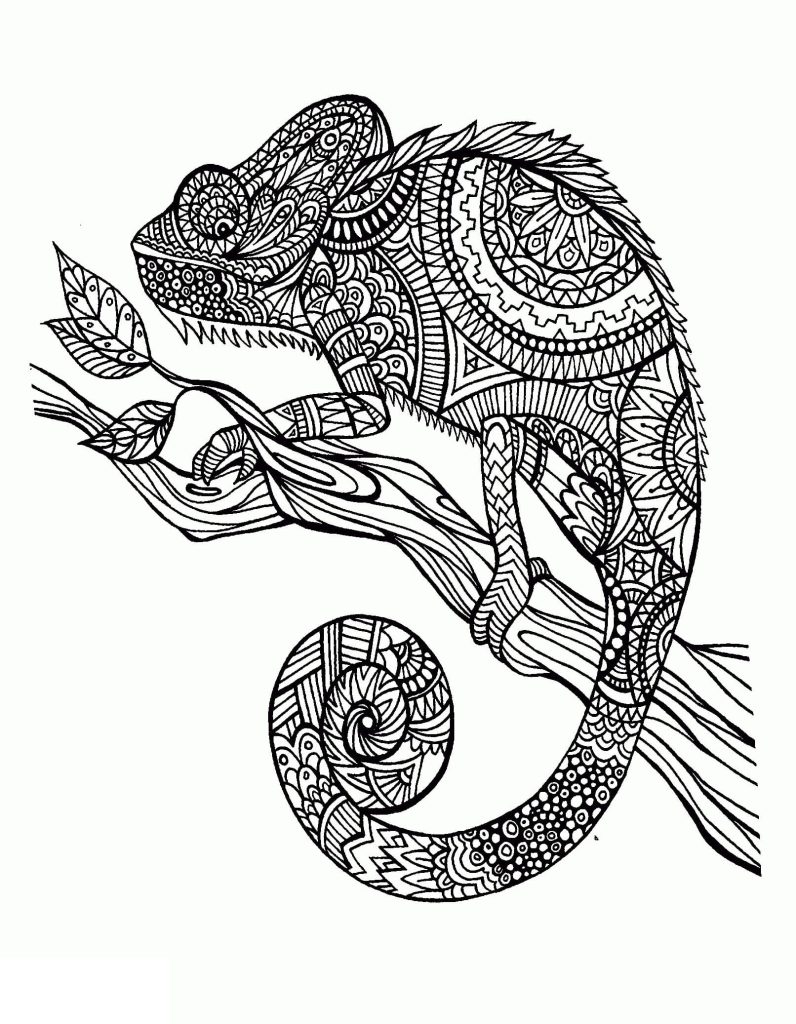 Dibujo de Mándala de Camaleón para Colorear y Imprimir