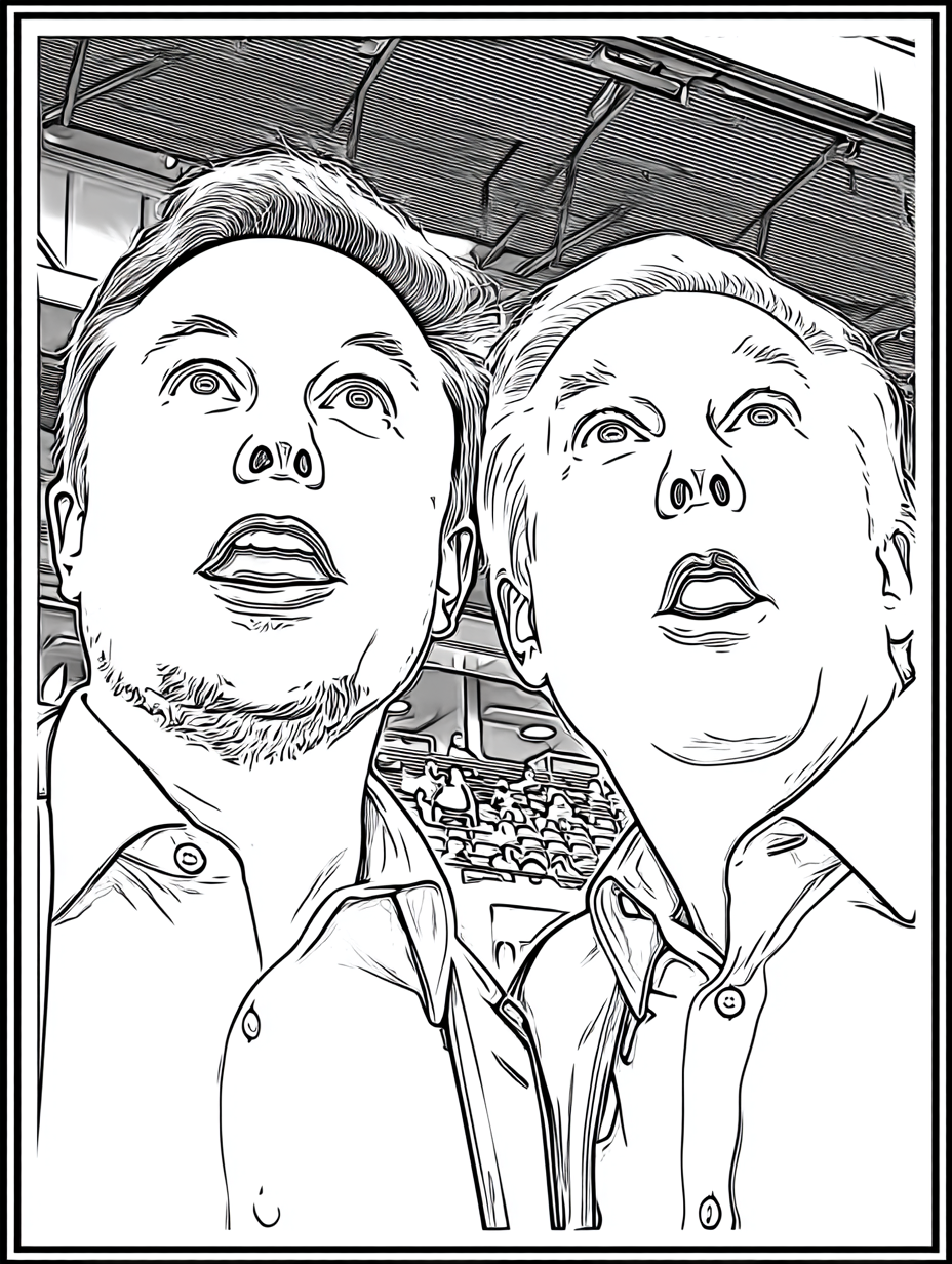 Dibujo de Imgi 3 Elon Musk Trump Look Up Coloring Page 2 para Colorear y Imprimir
