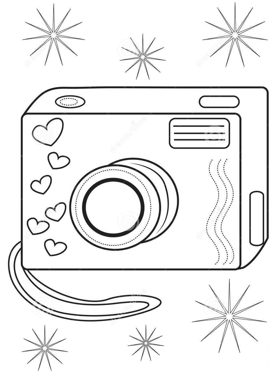 Dibujo de Cámara Con Estrella para Colorear y Imprimir