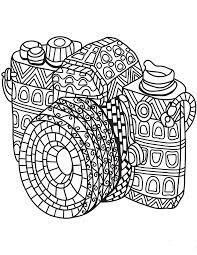 Dibujo de Cámara Zentangle para Colorear y Imprimir