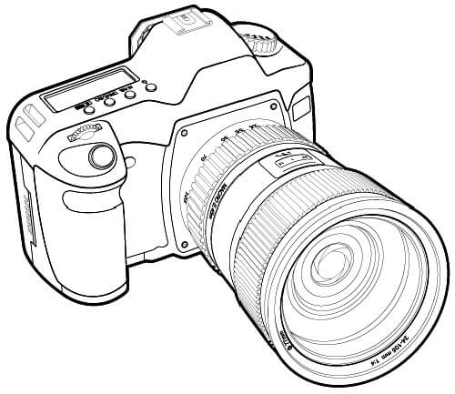 Dibujo de Hermosa Cámara para Colorear y Imprimir