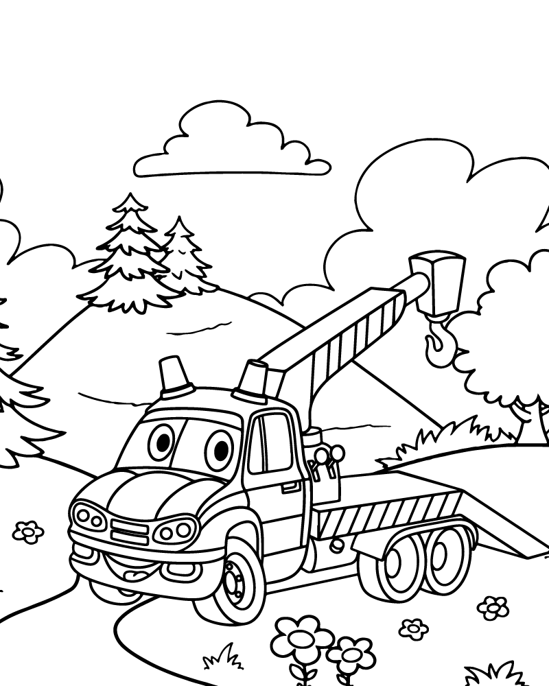 Dibujo de Cartoon Tow Truck Coloring Pages para Colorear y Imprimir