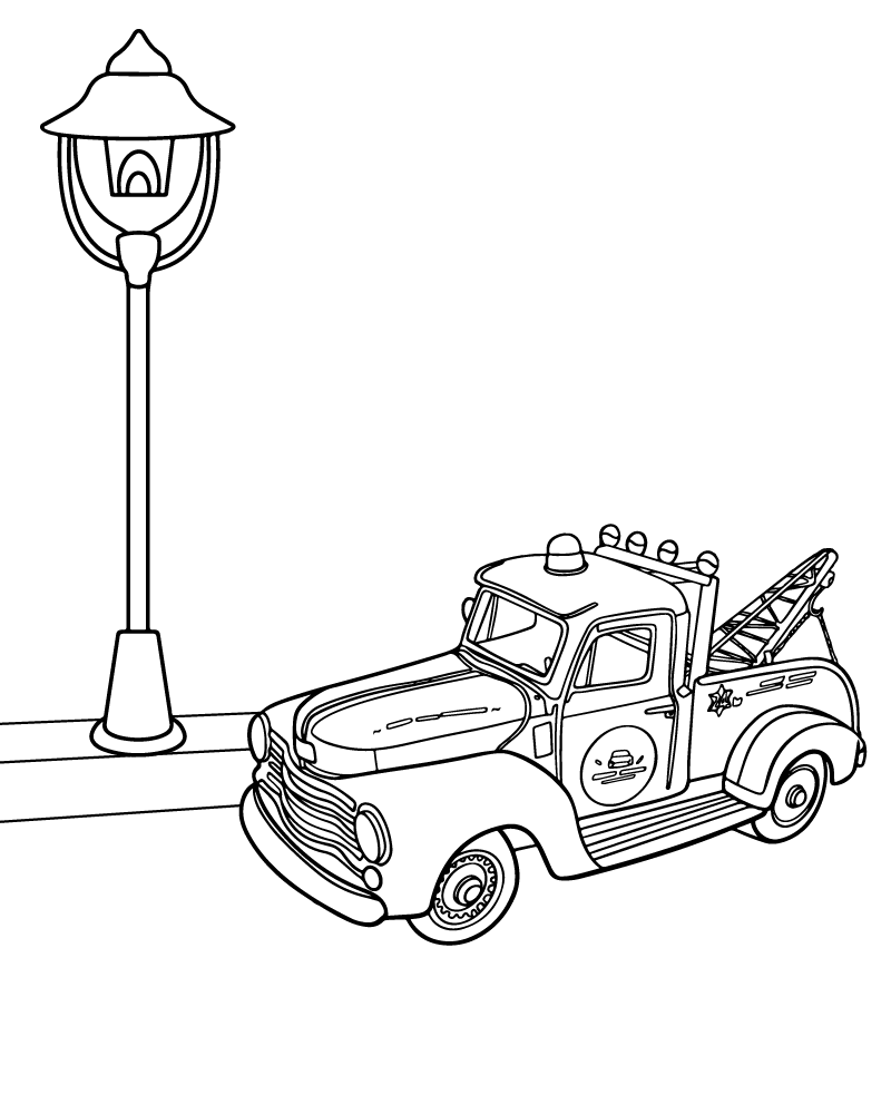 Dibujo de Tow Truck At Night Coloring Pages para Colorear y Imprimir
