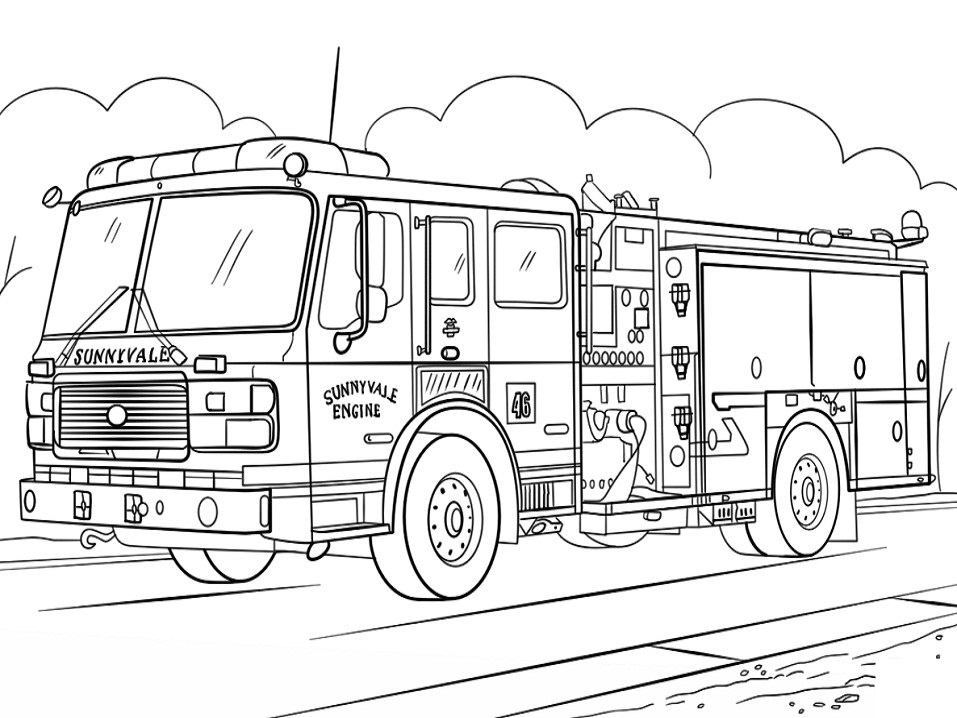 dibujo camion de bomberos de sunnyvale imprimir y colorear
