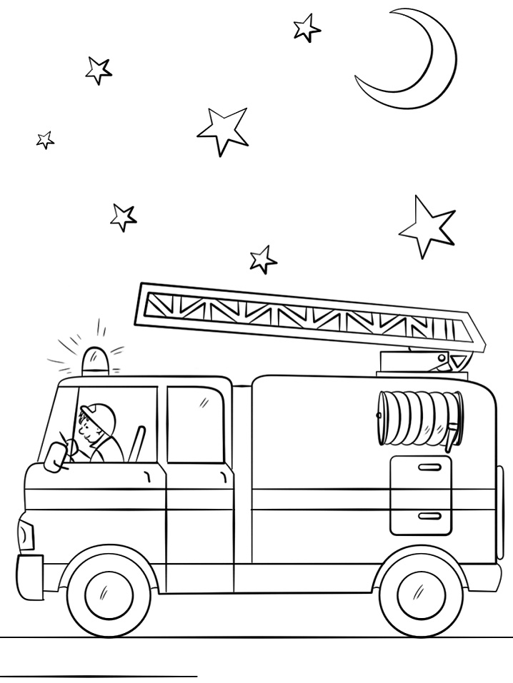 dibujo camion de bomberos en accion imprimir y colorear