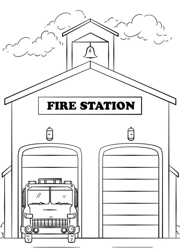 dibujo estacion de bomberos imprimir y colorear