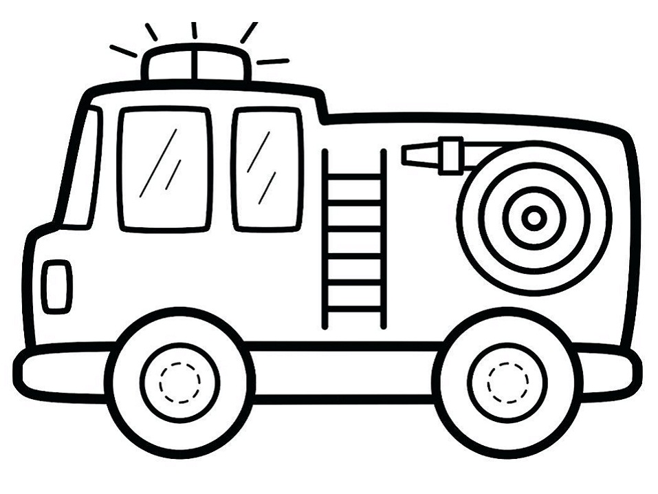 dibujo lindo camion de bomberos imprimir y colorear