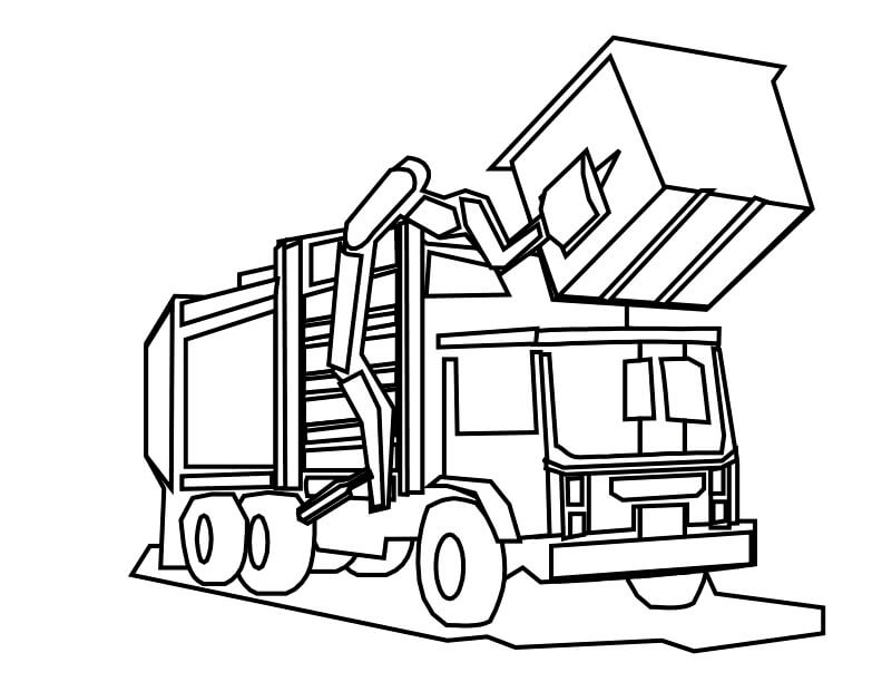 dibujo buen camion de basura para imprimir y colorear