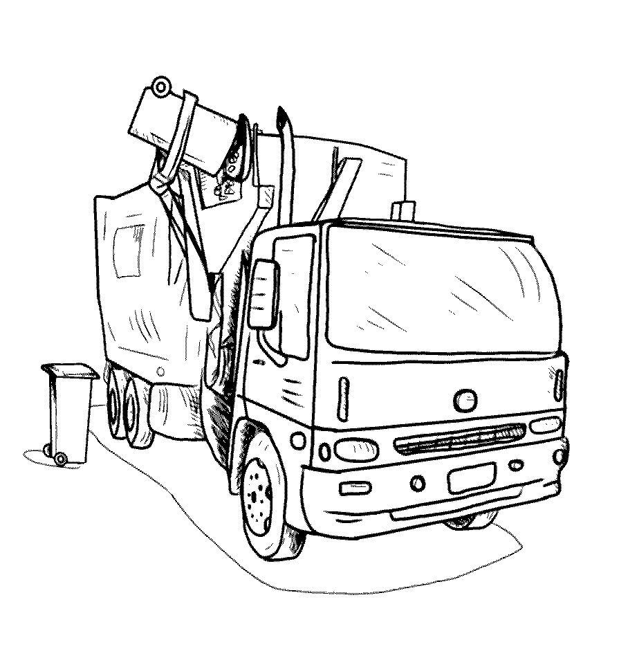 dibujo camion de basura simple para imprimir y colorear