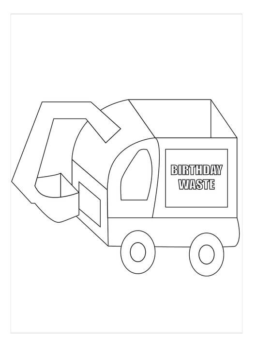 dibujo imprimible dos pequenos camiones de basura para imprimir y colorear