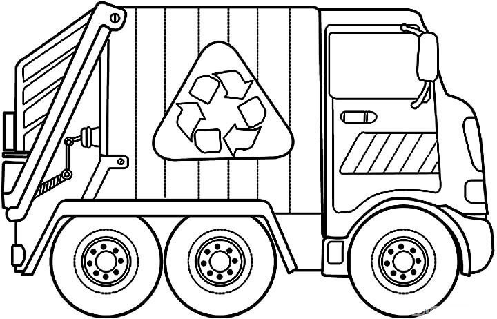 dibujo lindo camion de basura para imprimir y colorear