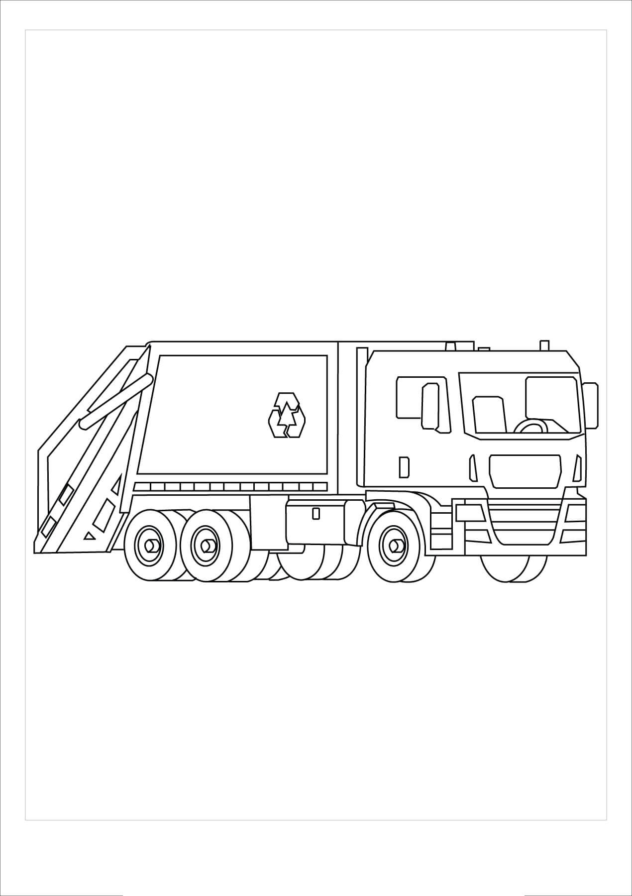 dibujo vector de camion de basura para imprimir y colorear