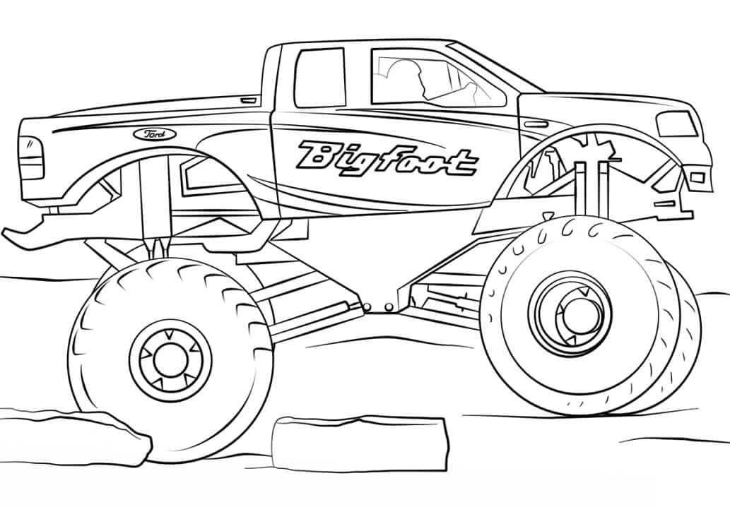 Dibujo de Camión Monstruo Bigfoot para Colorear y Imprimir