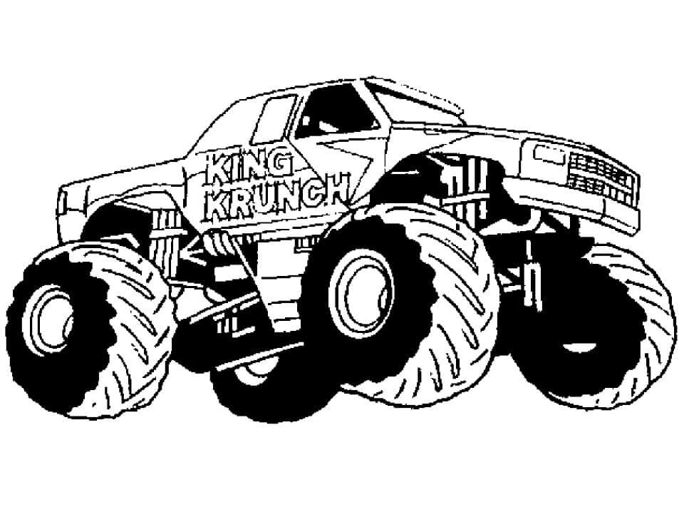 Dibujo de Camión Monstruo King Krunch para Colorear y Imprimir