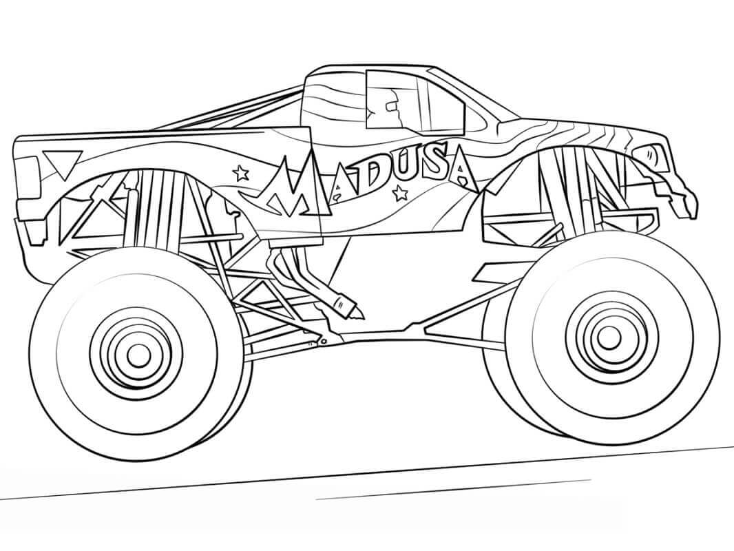 Dibujo de Camión Monstruo Madusa para Colorear y Imprimir