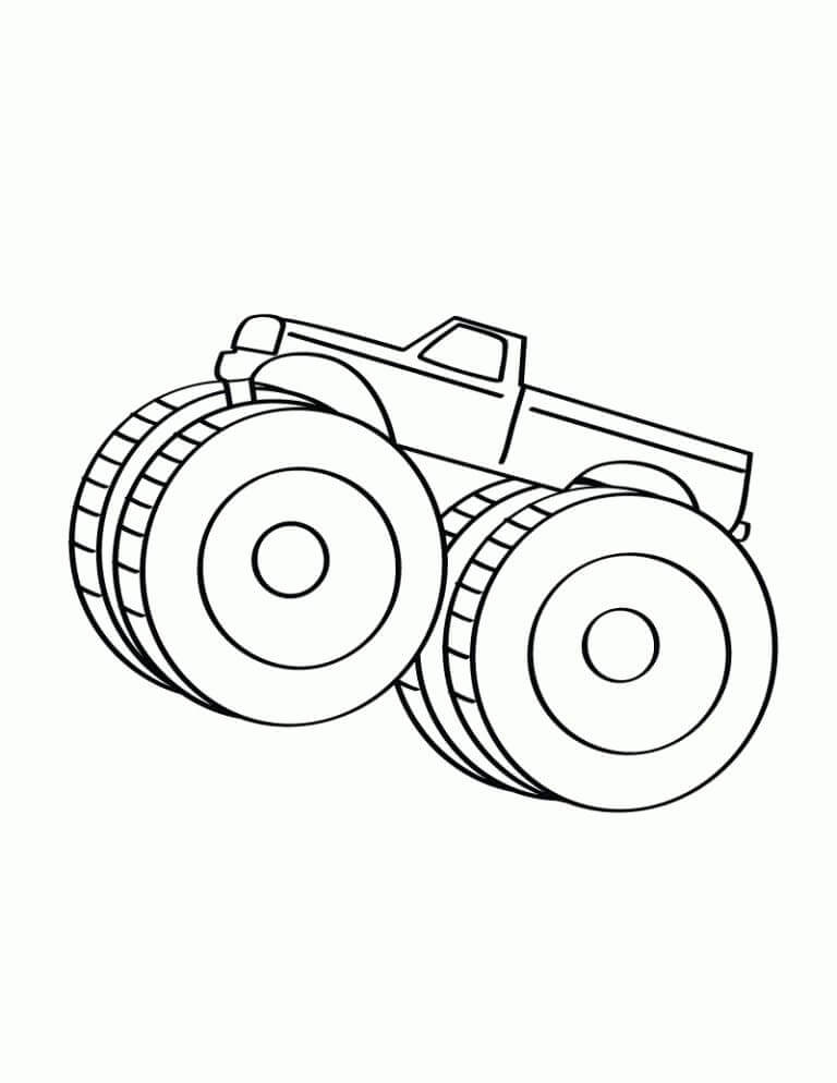 Dibujo de Camión Monstruo Simple 1 para Colorear y Imprimir