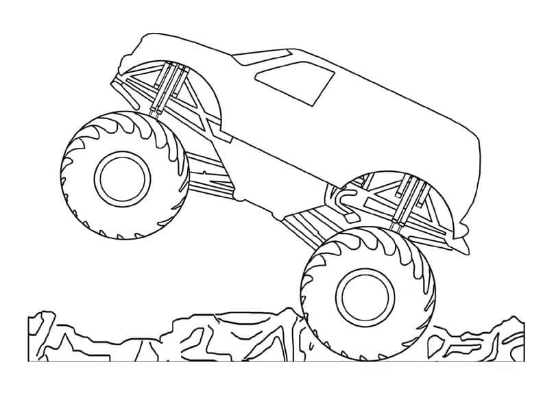 Dibujo de Camión Monstruo Simple para Colorear y Imprimir