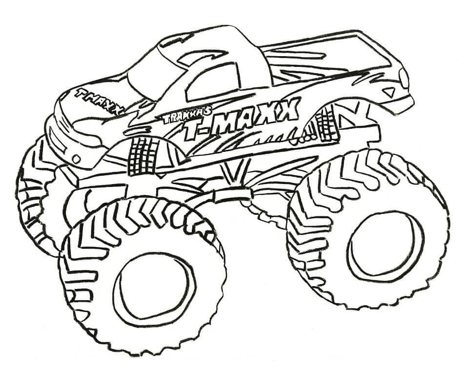 Dibujo de Camión Monstruo T Maxx para Colorear y Imprimir