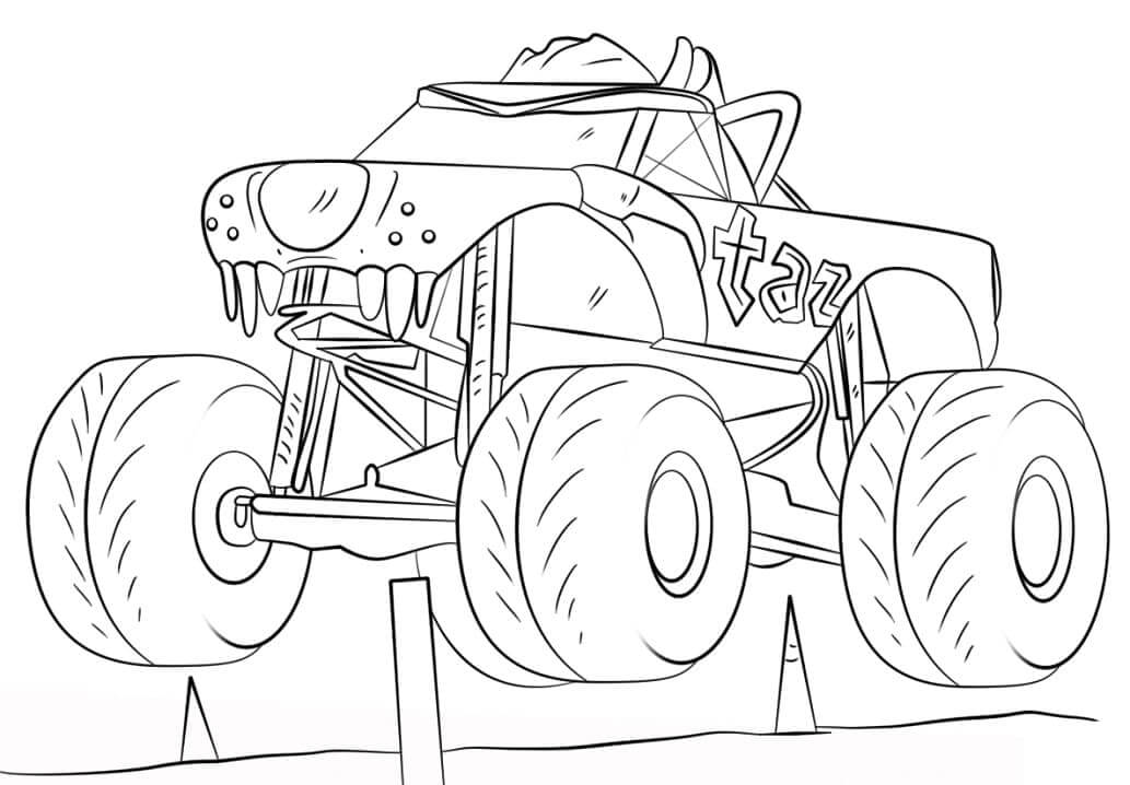 Dibujo de Camión Monstruo Taz para Colorear y Imprimir