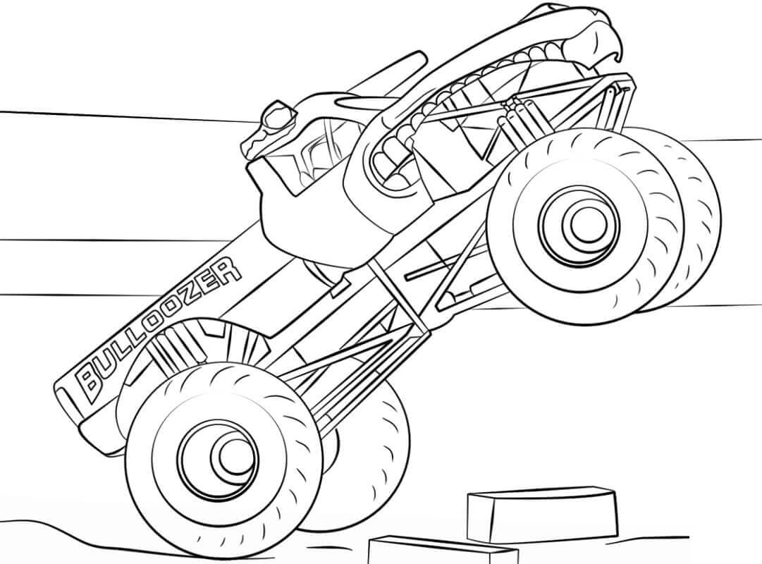 Dibujo de Camión Monstruo Topadora para Colorear y Imprimir