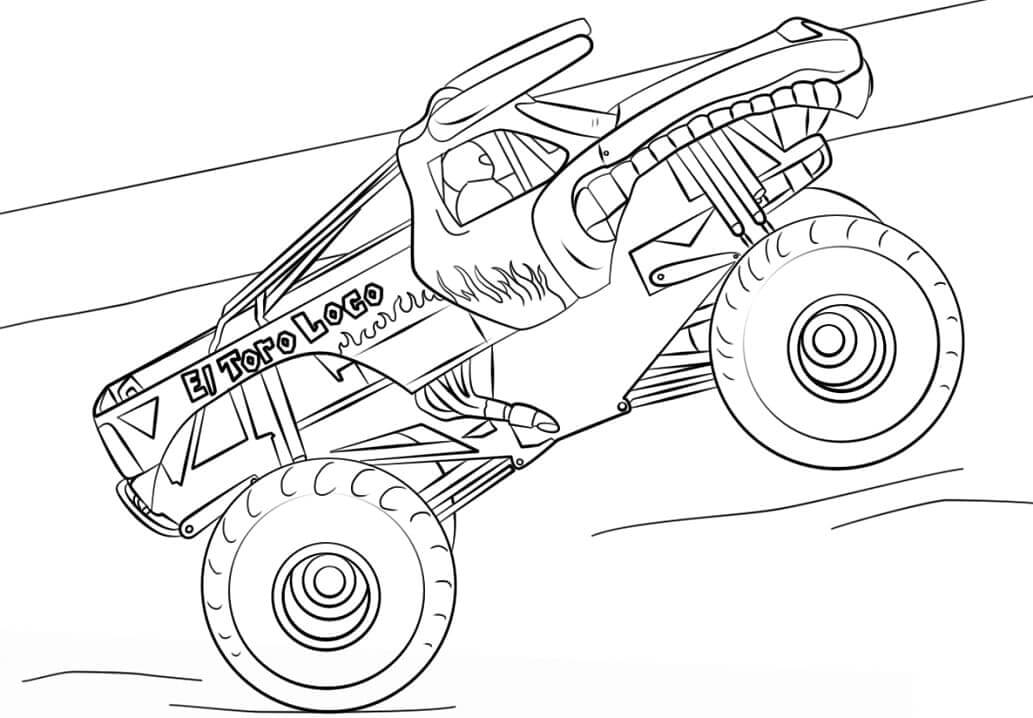 Dibujo de El Toro Loco Camión Monstruo para Colorear y Imprimir