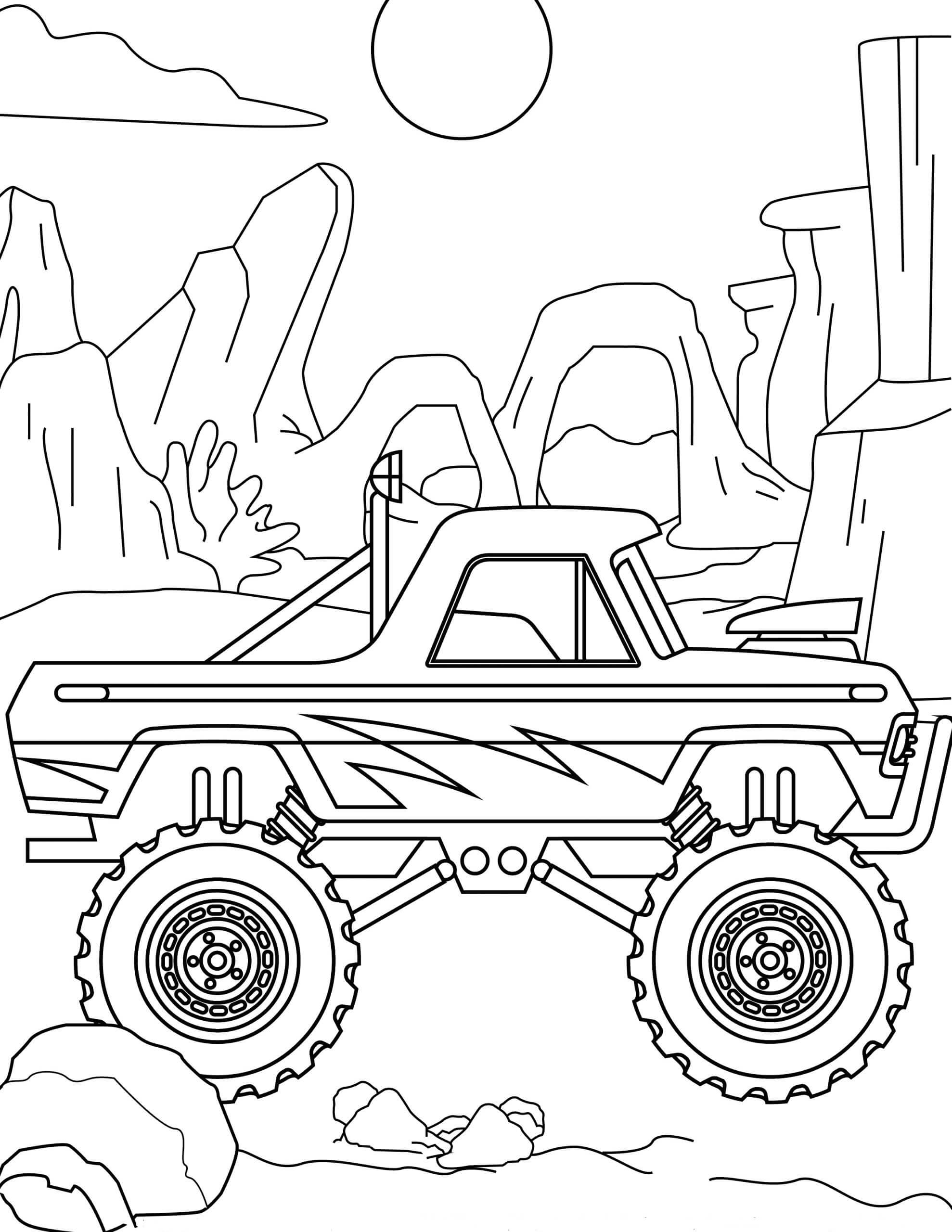 Dibujo de Bonito Camión Monstruo para Colorear y Imprimir
