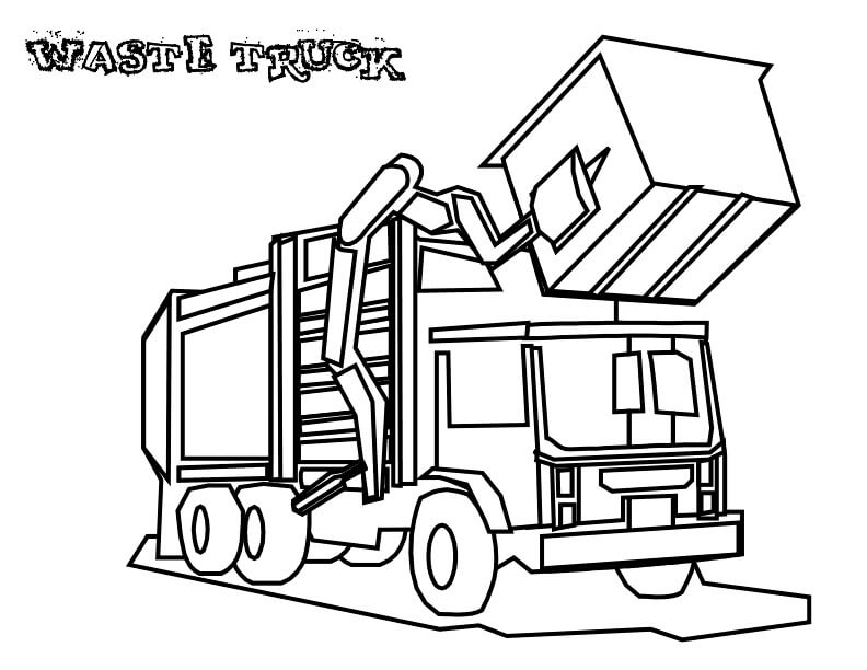 Dibujo de Camión de La Basura para Colorear y Imprimir