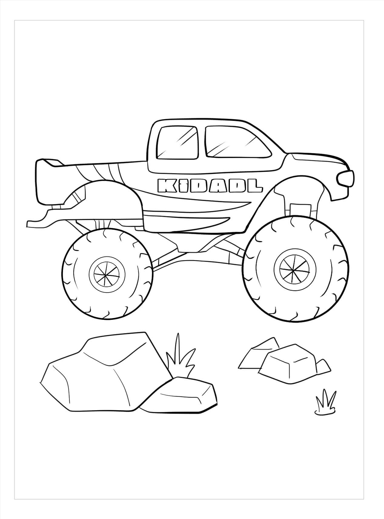 Dibujo de Camión Monstruo Perfecto para Colorear y Imprimir