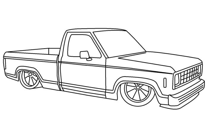Dibujo de Camioneta Pickup Normal para Colorear y Imprimir