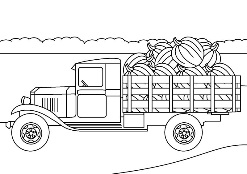 Dibujo de Camionetas de Frutas para Colorear y Imprimir